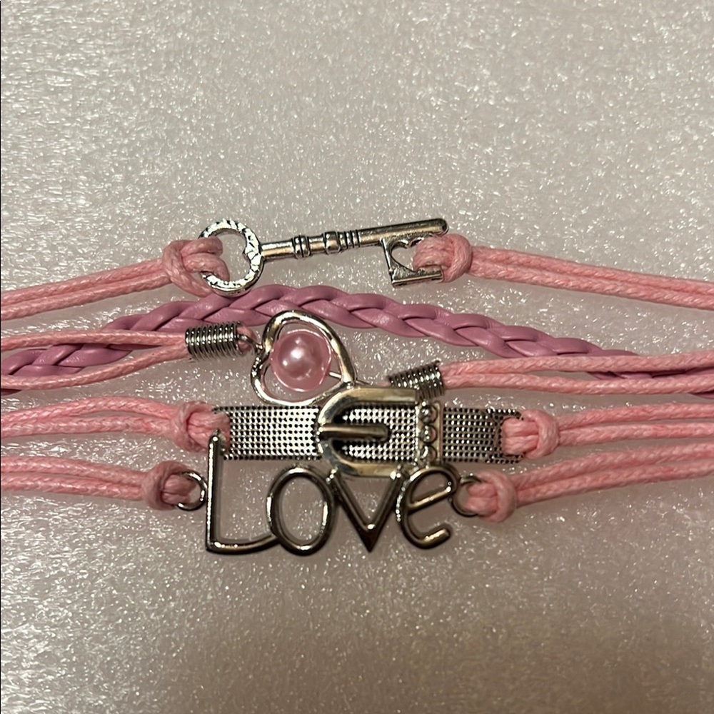Pink and Silver Love Bracelet